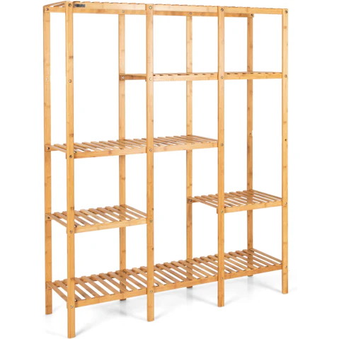Costway 5-Tier 12-Potted Bamboo Plant Shelf