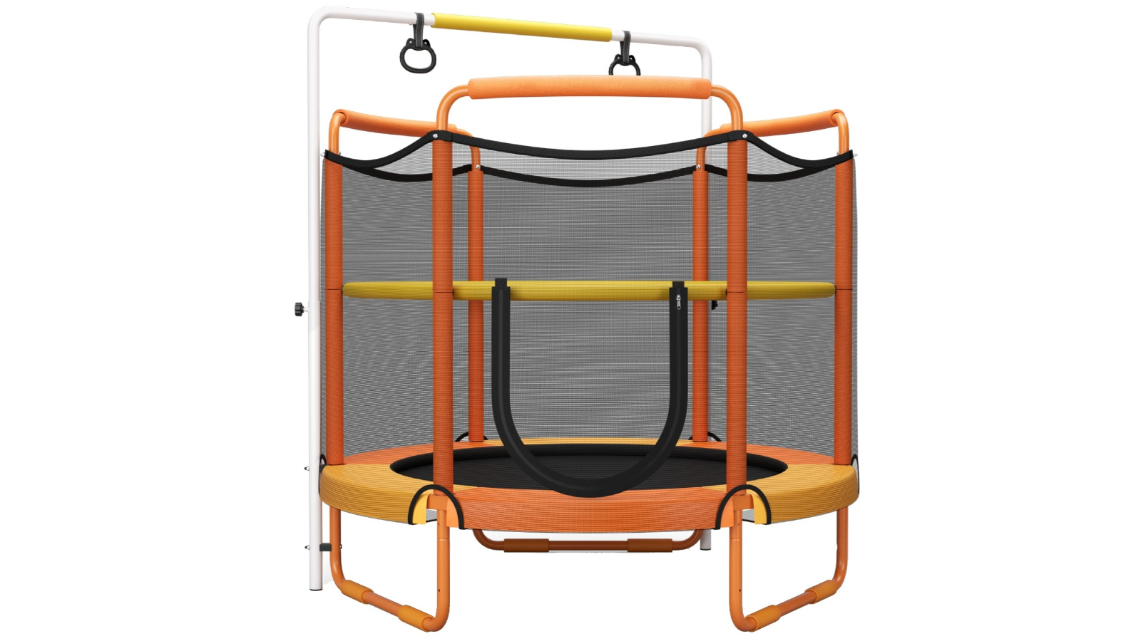 Costway 3-in-1 5ft Kids Trampoline with Adjustable Horizontal Bar/Handle Ring - Orange