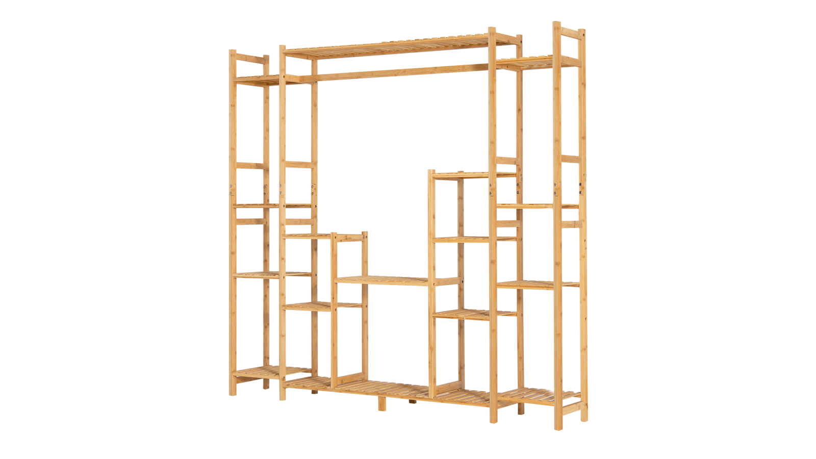 Costway 9-Tier Large Bamboo Crisscross Plant Shelf - Natural