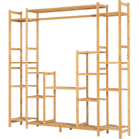 Costway 9-Tier Large Bamboo Crisscross Plant Shelf - Natural