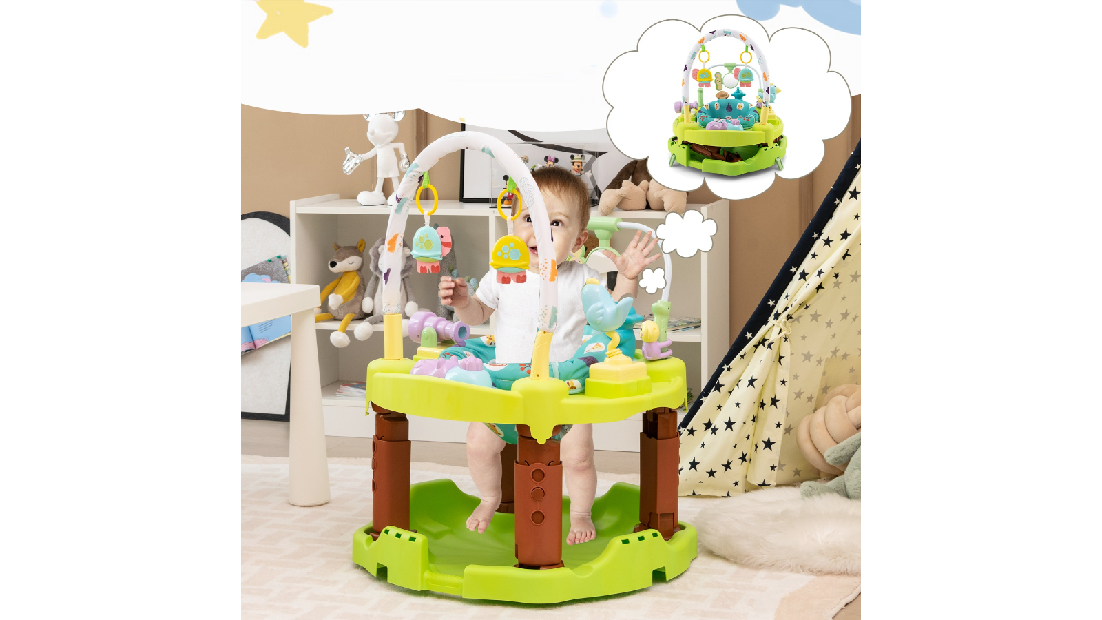 Costway 3-in-1 Baby Adjustable Height Folding Jumper Bouncer with