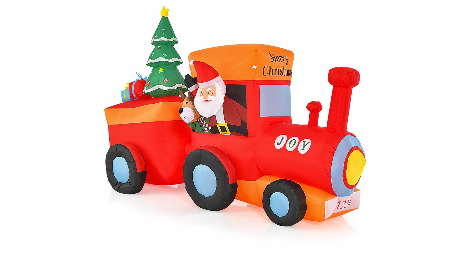 Costway 2.6metre Inflatable Christmas Train with Santa and Reindeer
