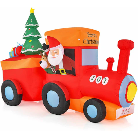 Costway 2.6metre Inflatable Christmas Train with Santa and Reindeer