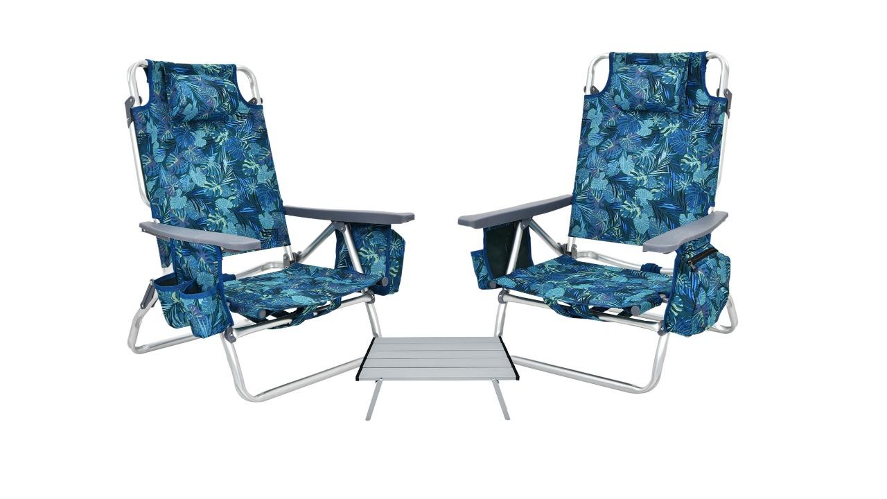 Costway Pack of 2 5-Position Folding Beach Reclining Chair 