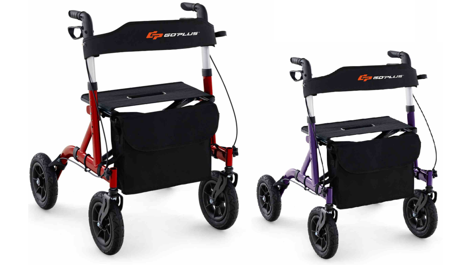Costway Folding Aluminum Rolling Walker with Seat and Storage