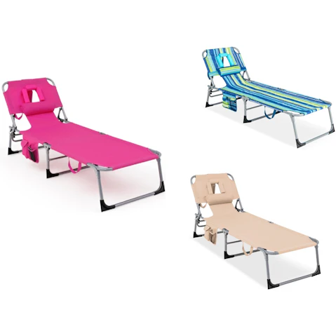 Costway Adjustable Beach Lounge Chair with Pillow