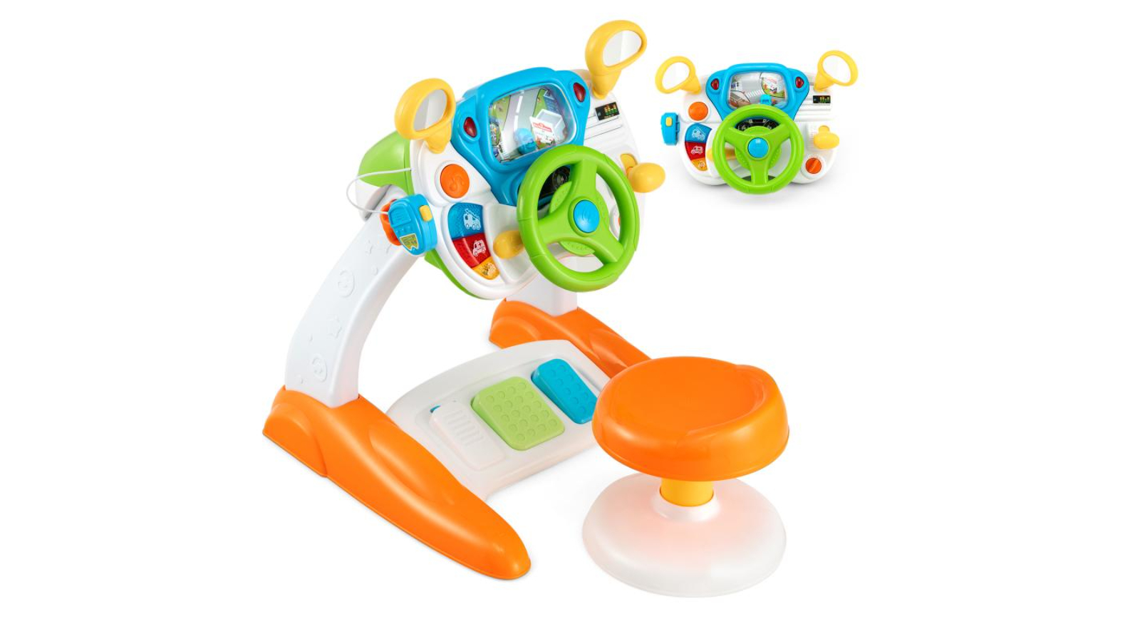 Costway All-in-1 Steering Wheel Stool Simulation Driving Education Toy with Light/Music