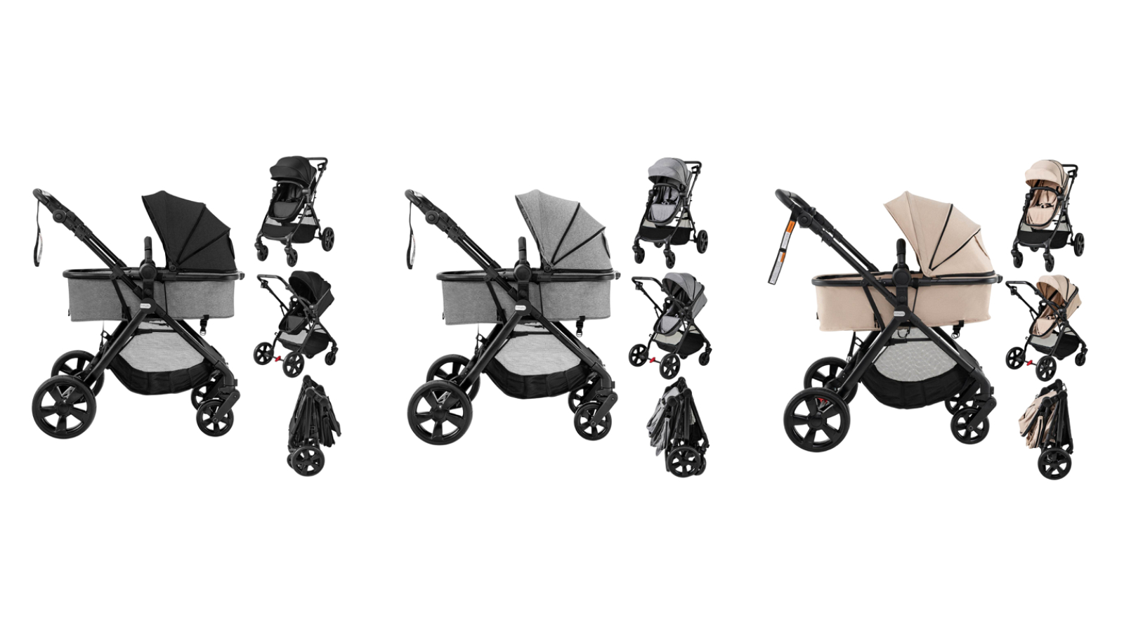 Costway 2-in-1 Convertible Pram Folding Lightweight Stroller with Storage Bag