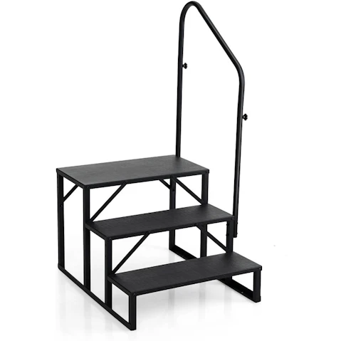 Costway 3-Step Metal Anti-Slip Platform RV Stool with Handrail