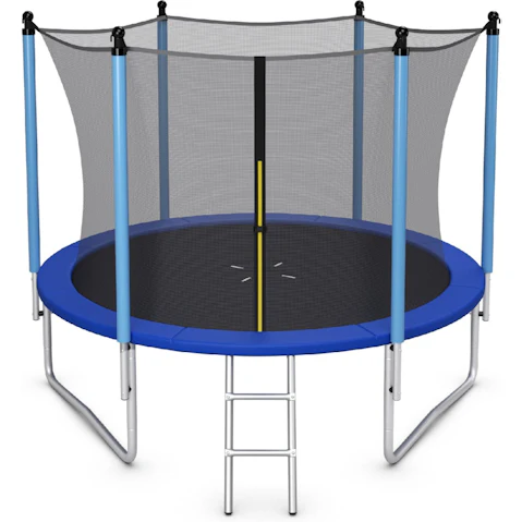 Costway 10ft Jumping Trampoline with Ladder and Security Net - Blue
