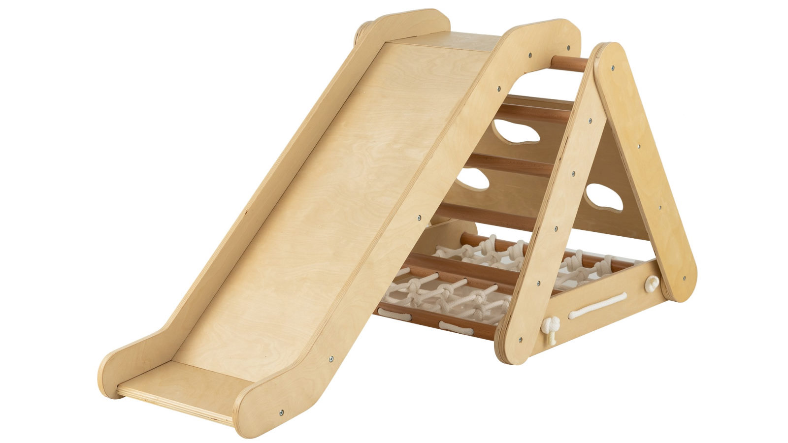 Costway 4in1 Climbing Frame Triangle Climber Slide Set with Net Ladder Ramp Activity Center