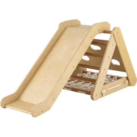 Costway 4in1 Climbing Frame Triangle Climber Slide Set with Net Ladder Ramp Activity Center