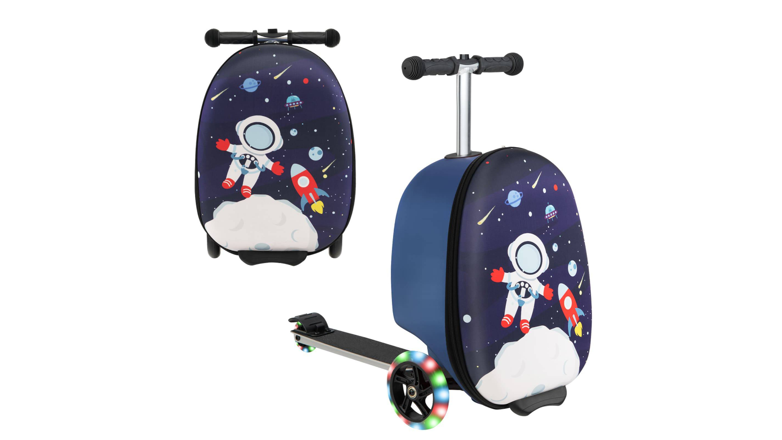 Costway 2-in-1 Folding Ride-on Scooter Suitcase - Dark Blue