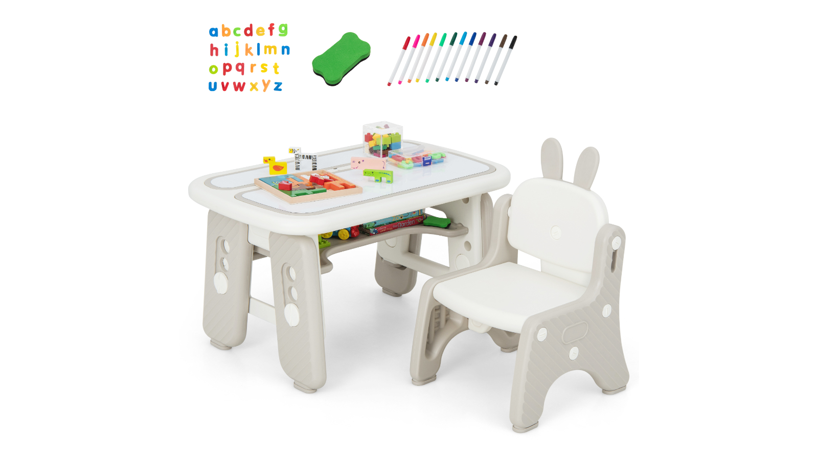 Costway Grey Kids Table and Chair Set