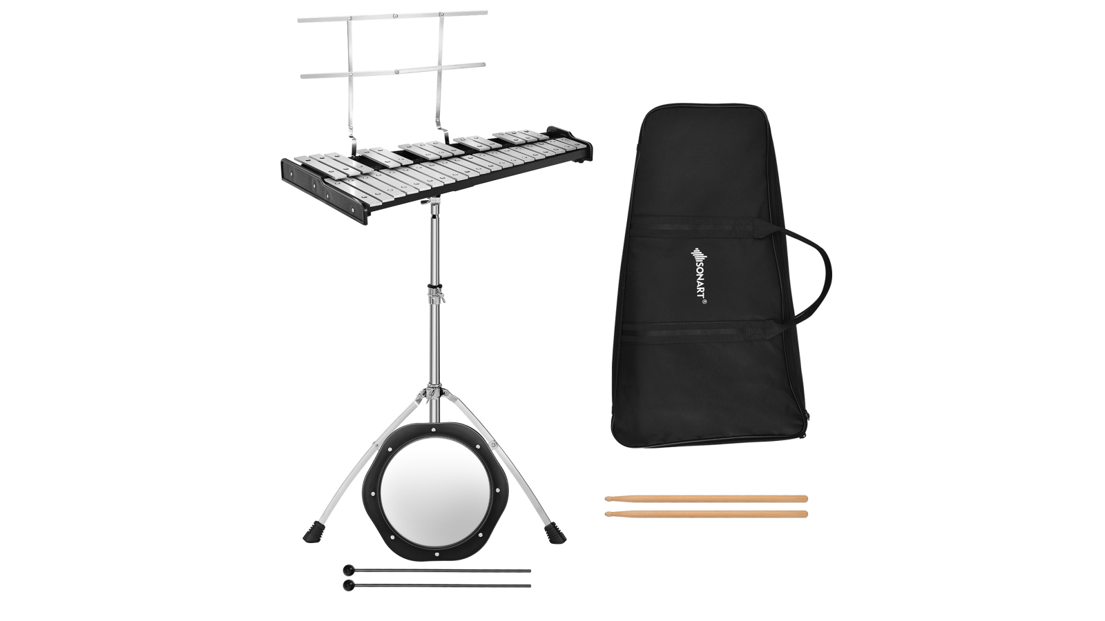 Costway 32-Note Aluminium Glockenspiel Xylophone with Mallets, Stand and Carrying Bag