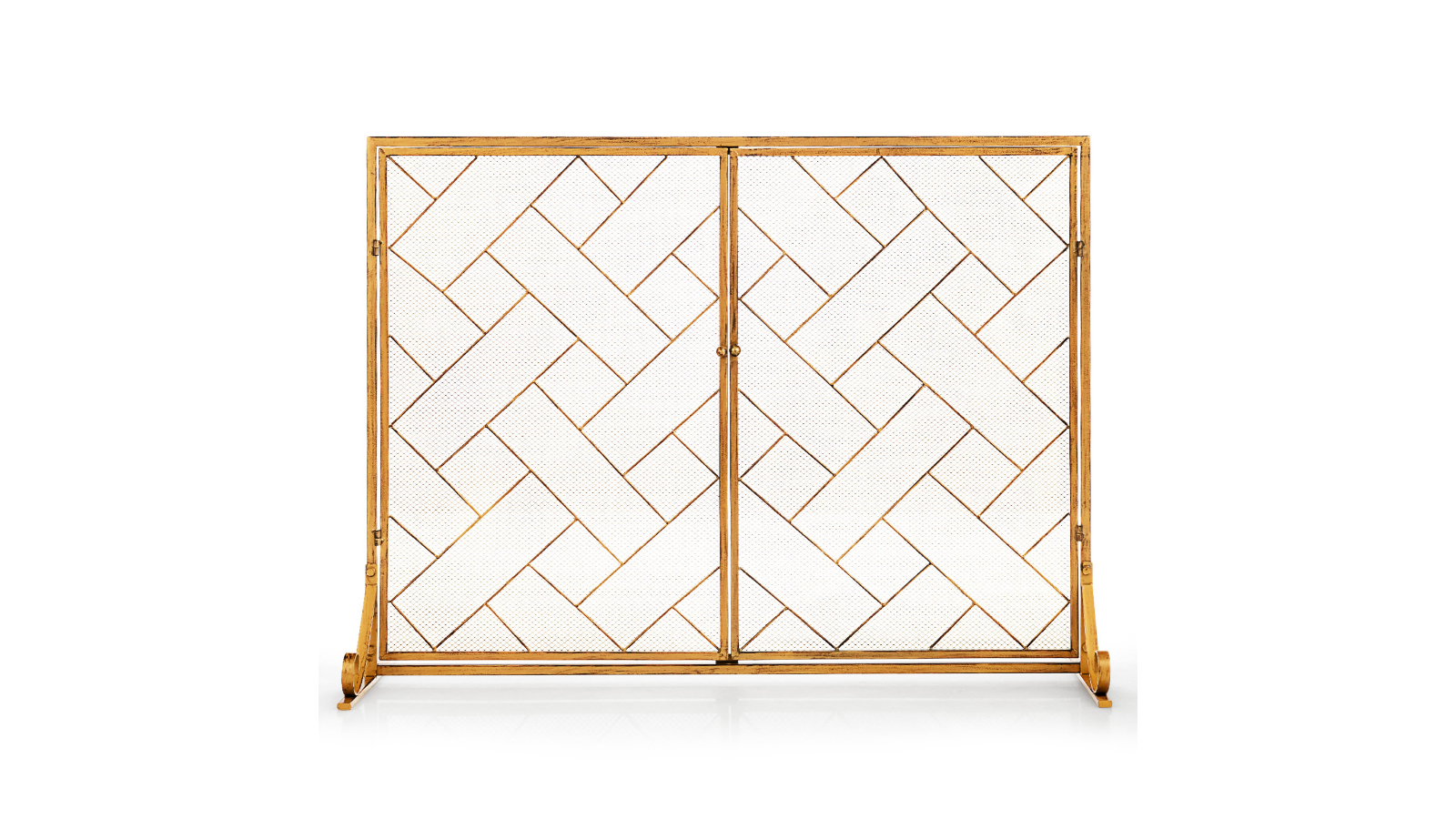 Costway 2-Panel Metal Double-Door Fireplace Screen - Gold