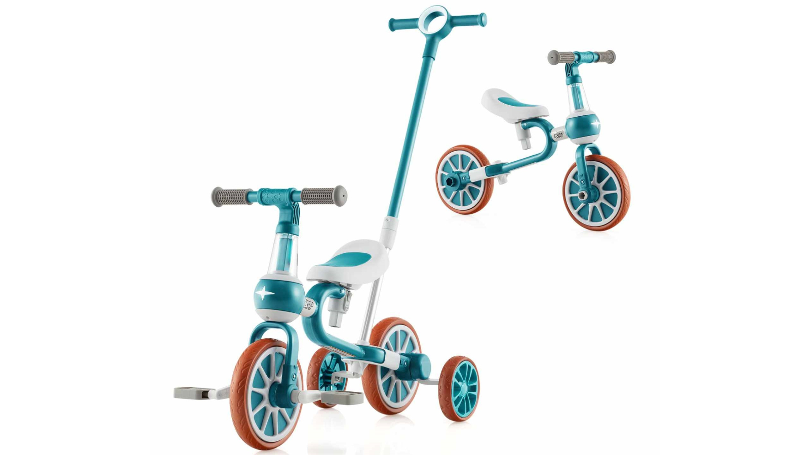 Costway 4-in-1 Balance Tricycle with Training Wheel and Push Handle - Green