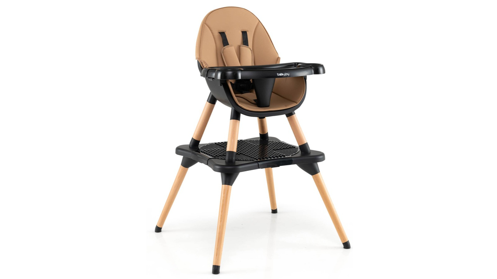 Costway 6-in-1 Wooden Convertible Babies High Chair with Building Block - Brown
