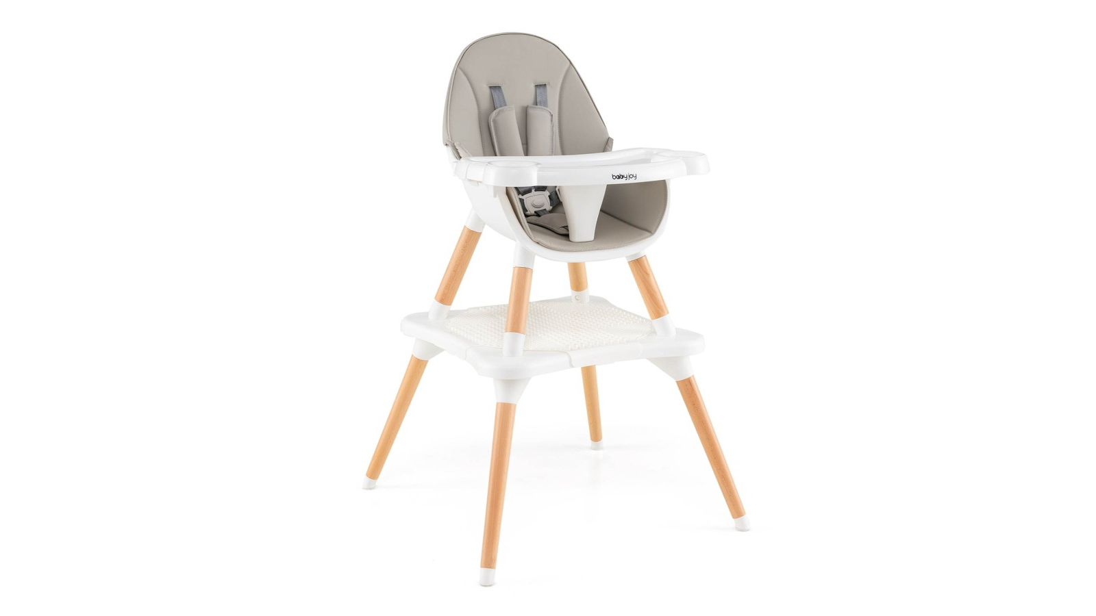 Costway 6-in-1 Wooden Convertible Babies High Chair with Building Block - Grey