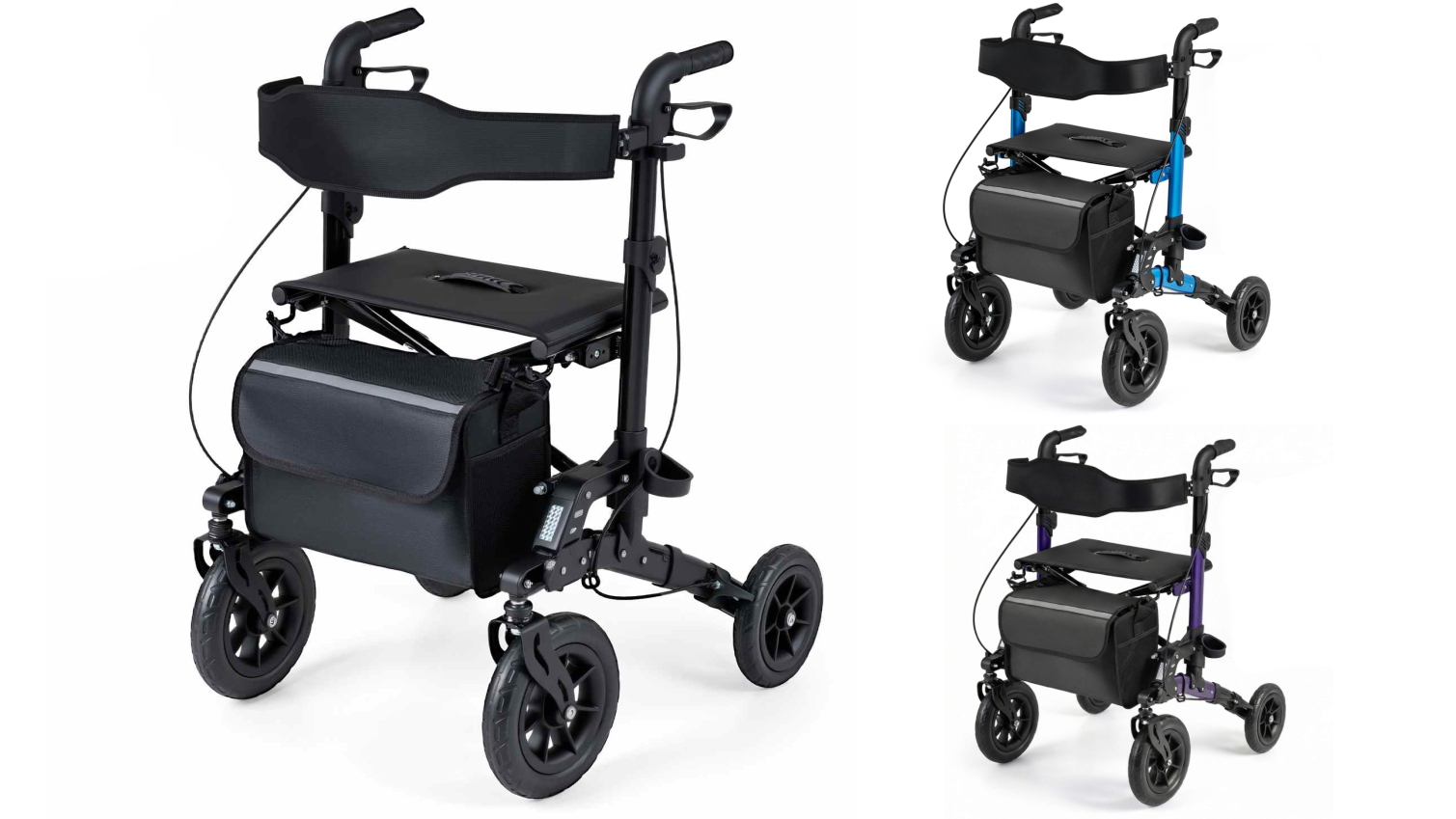 Costway 4-Wheel Folding Aluminium Rollator Walker with Seat and Storage Bag