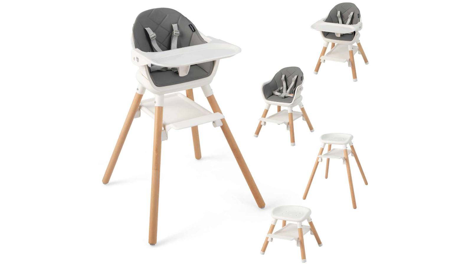 Costway 6-in-1 Wooden Convertible High Chair