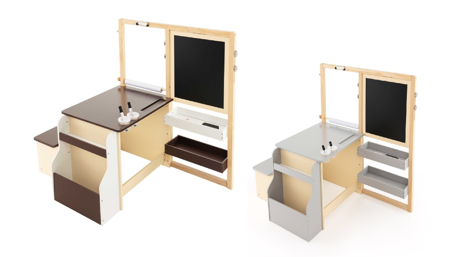 Costway 3-in-1 Painting Table Bench Set with Cup Holder and Metal Clip
