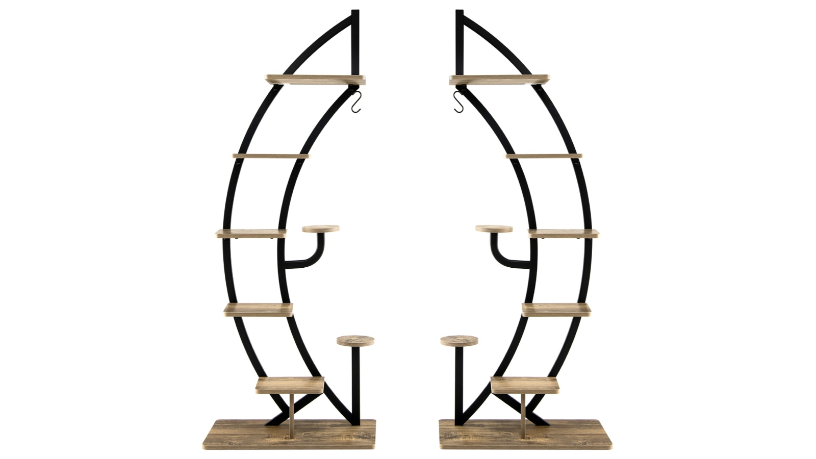 Costway Pack of 2 6-Tier Metal Plant Stand Flower Display Shelf with Hook