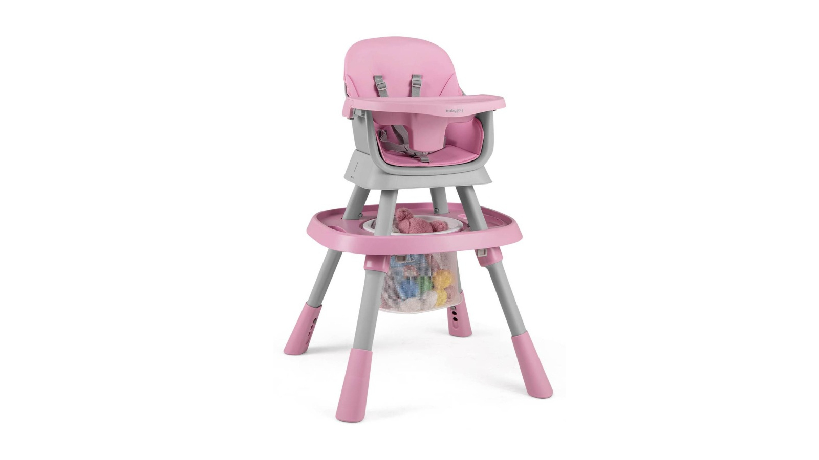 Costway 16-in-1 Foldable Babies High Chair with Adjustable Tray - Pink