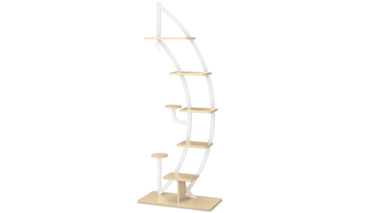 Costway 6-Tier Metal Plant Stand Rack with Top Hook - White