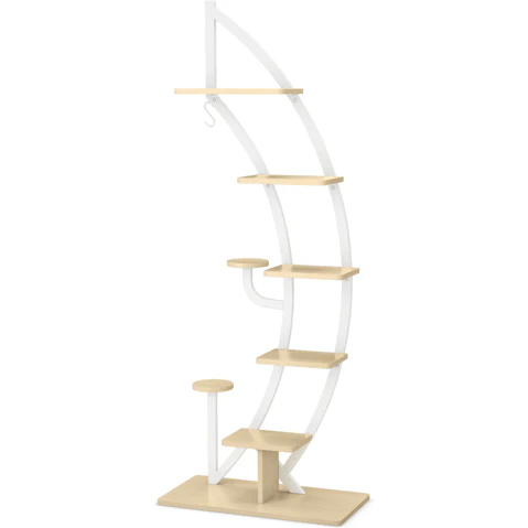 Costway 6-Tier Metal Plant Stand Rack with Top Hook - White