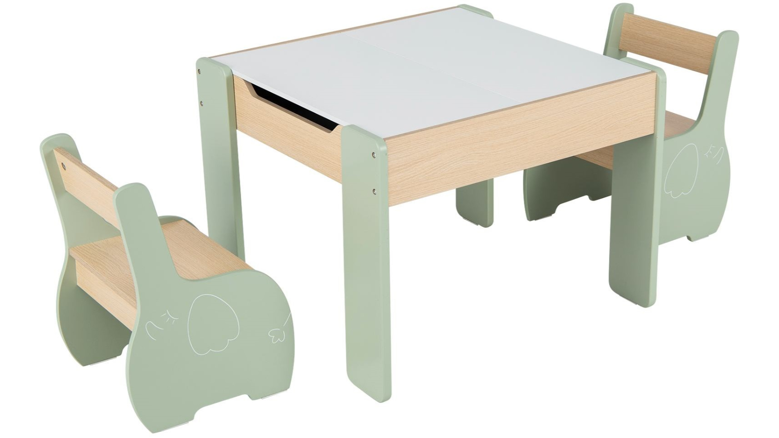 Costway 4-in-1 Table Chair Set with 2-in-1 Tabletop/Storage