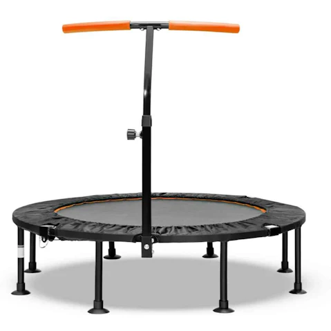 Costway Foldable Mini Trampoline with Adjustable Handrail - Orange