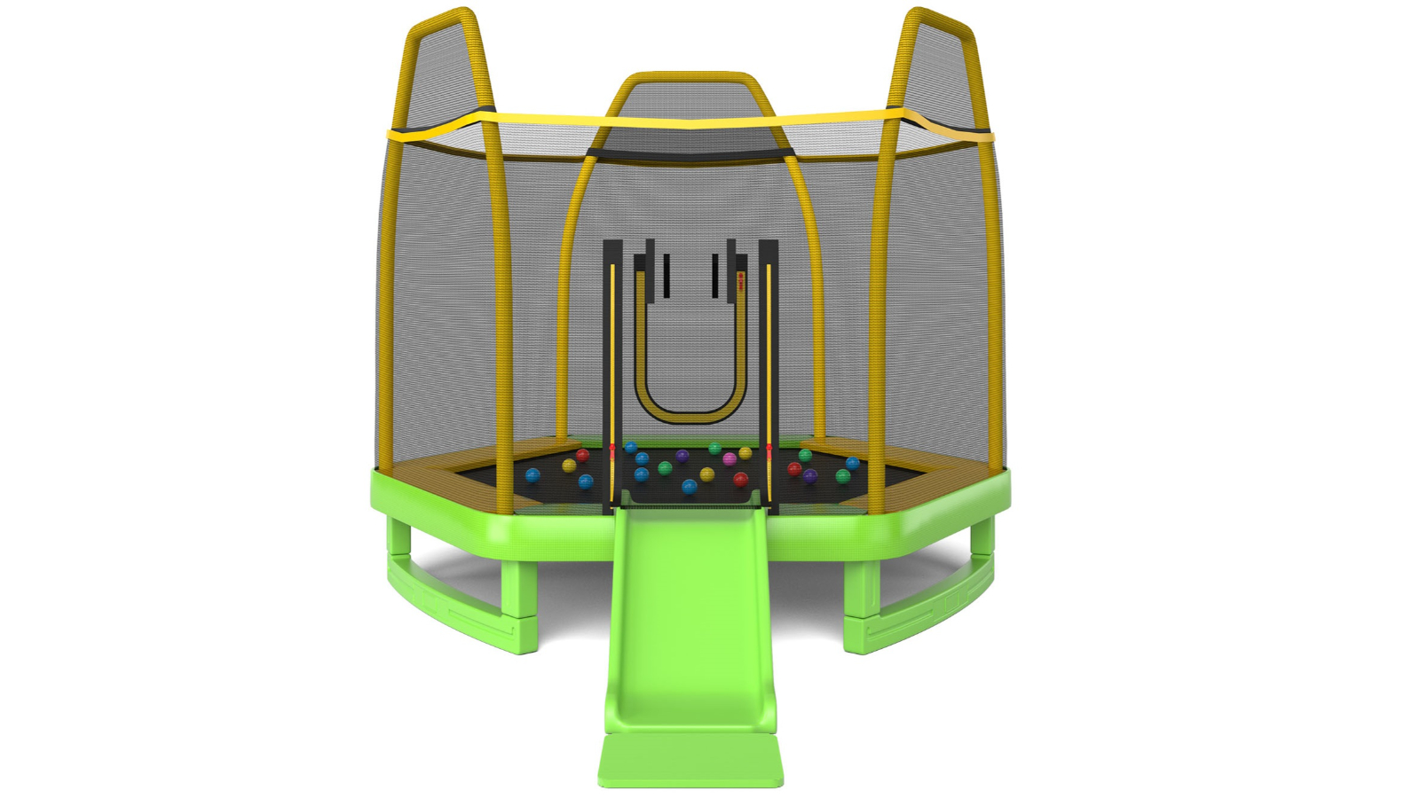 Costway 3-in-1 7ft Round Trampoline with Slide Ladder and 20 Ball