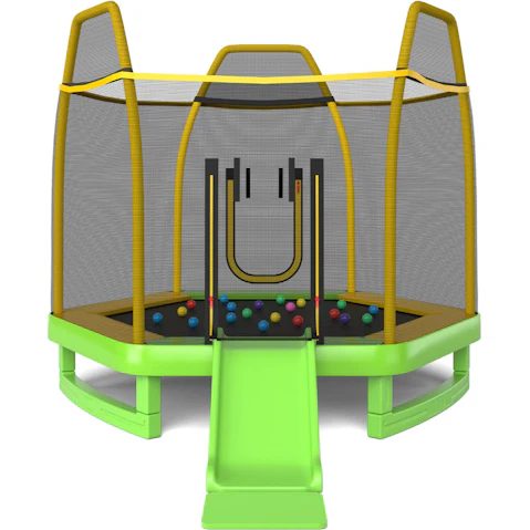Costway 3-in-1 7ft Round Trampoline with Slide Ladder and 20 Ball