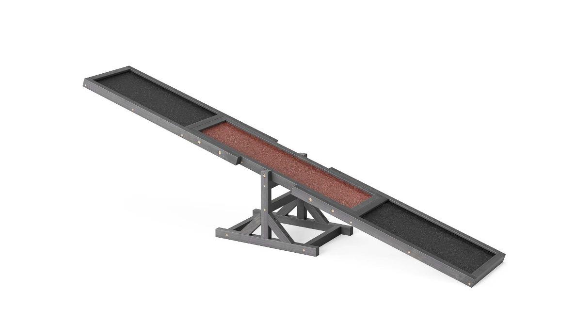 Costway Pet Wooden Outdoor Run Agility Seesaw Play Toy - Grey