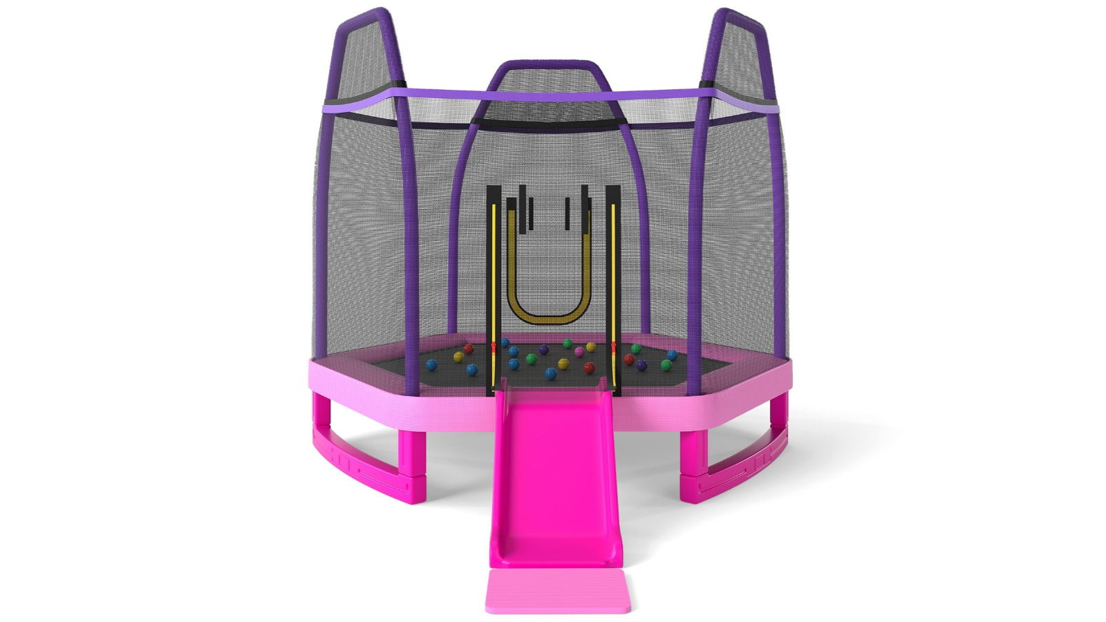 Costway 270kg Trampoline with Ocean Ball and Slide Ladder