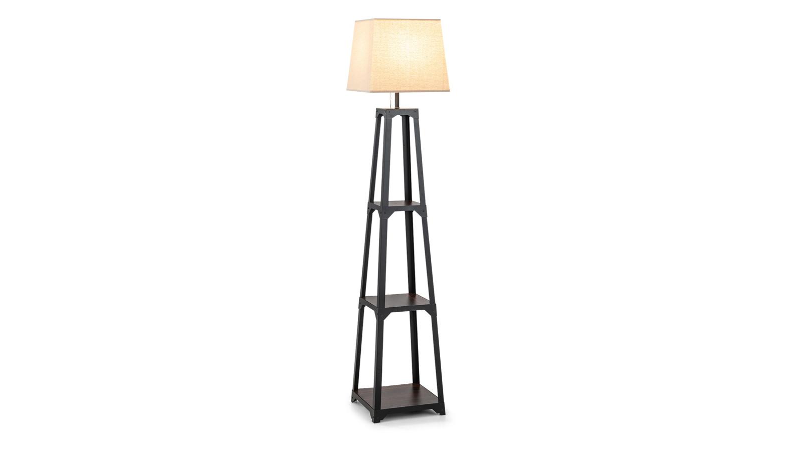 Costway 3-Tier Indoor Storage Shelf LED Reading Floor Lamp