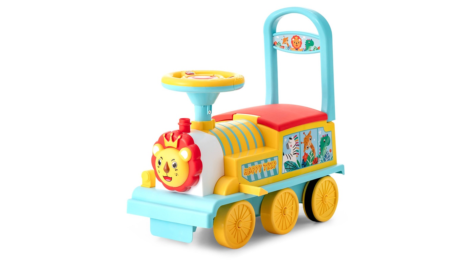 Costway Motorized Ride-on Train with Track and Music - Blue