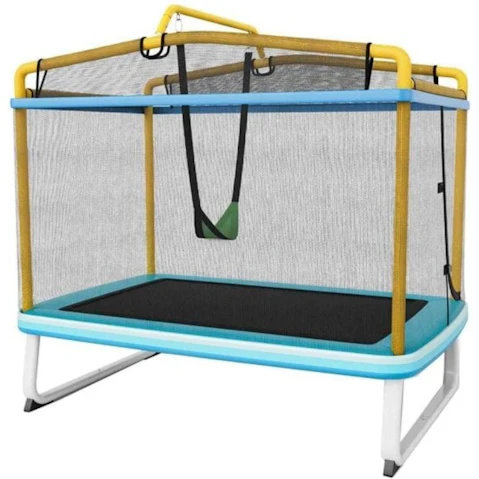 Costway 3-in-1 Swing and horizontal Bar Trampoline with Enclosure Net - Yellow