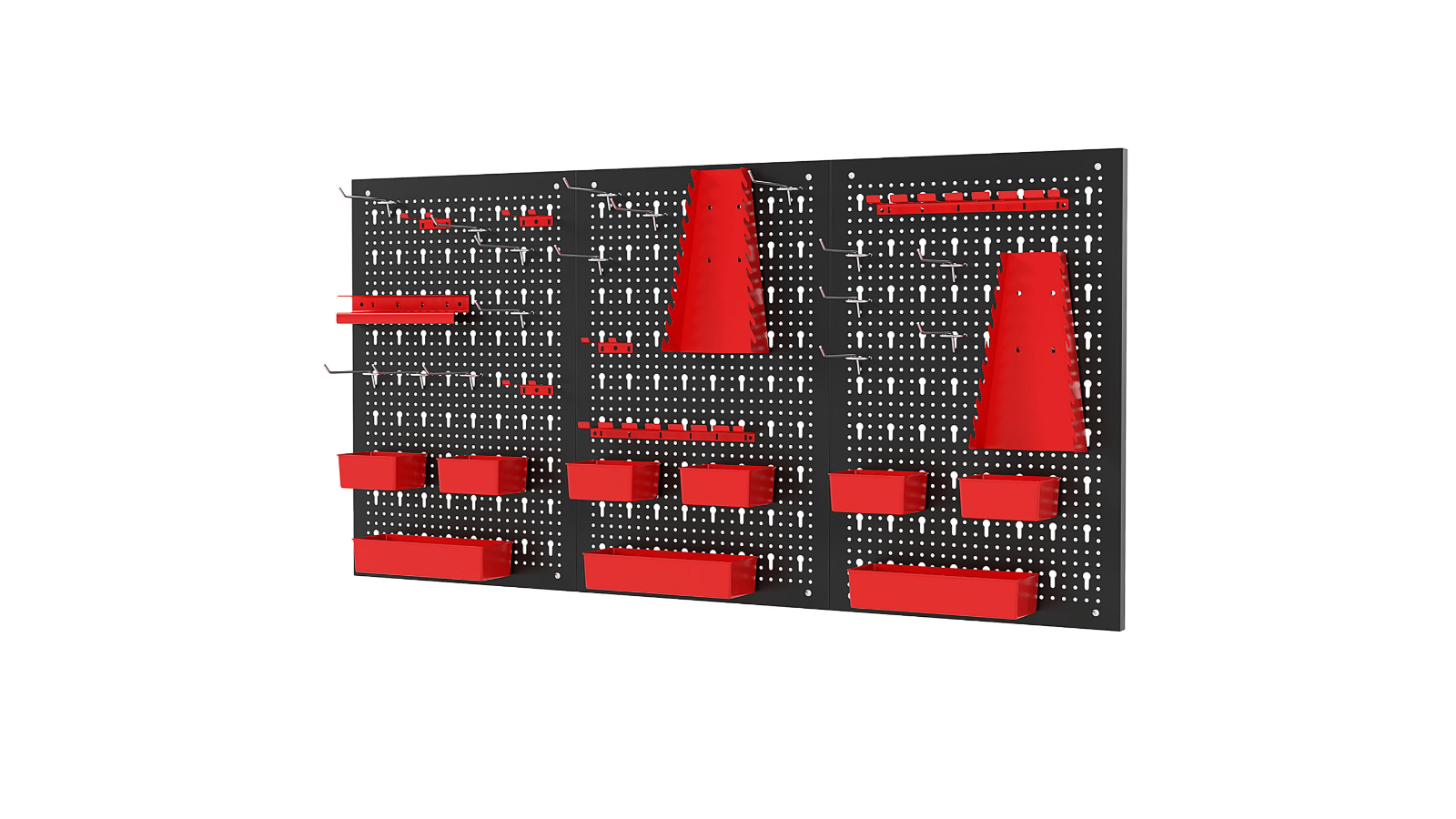 Costway Pegboard Heavy Duty Wall-Mounted 9-Bin Parts Organizer with Hammer Rack