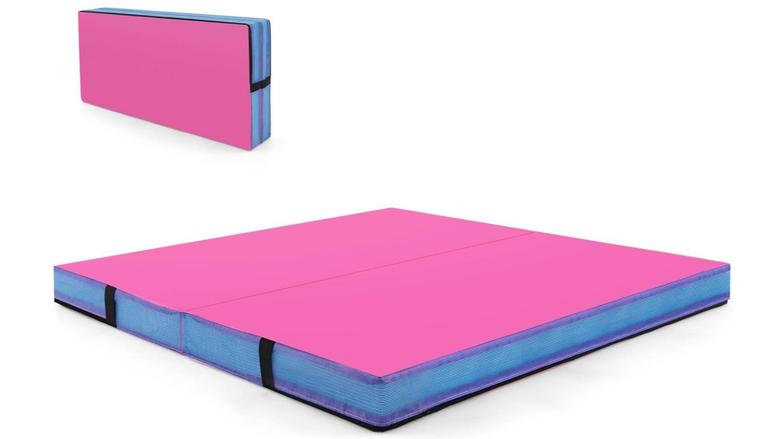 Costway PU Leather Folding Gymnastic Mat - Pink