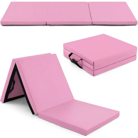 Costway 180 x 60cm 3-Fold PU Leather Gymnastics Mat