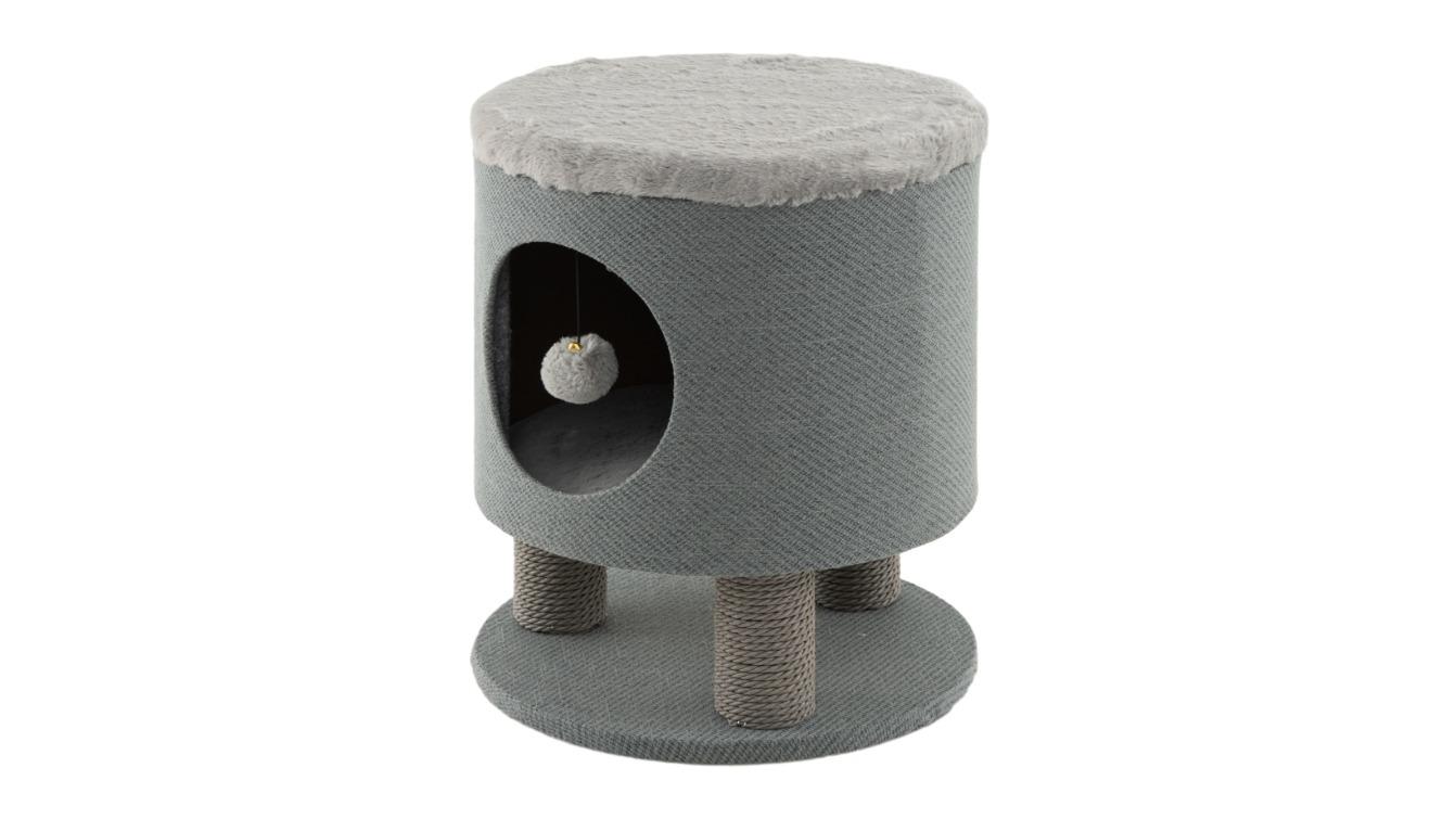 Costway Indoor Cat Litter Box and Bed with Scratching Post - Grey