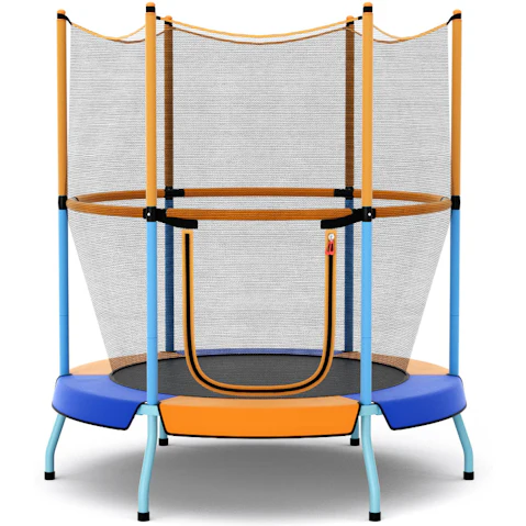 Costway Heavy-Duty Trampoline with 360 Degree Security Enclosure Net - Orange/Blue
