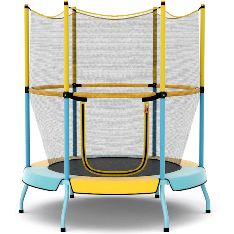 Costway Trampoline with 360 Degree All-Round Security Enclosure Net - Yellow/Blue