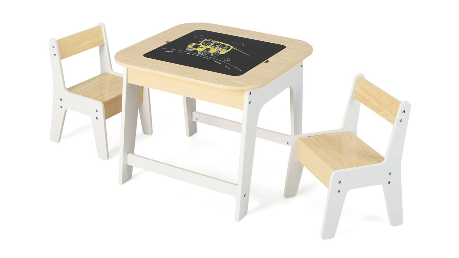 Costway Natural Wooden Table and Chair Set