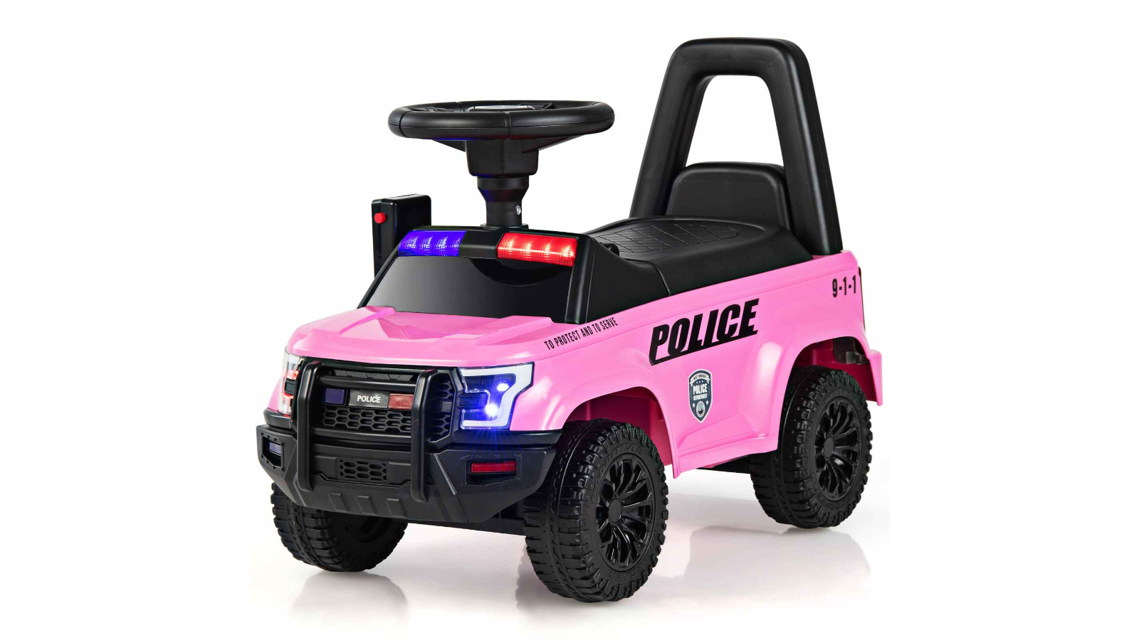 Costway Kid Ride-On Foot-to-Floor Sliding Police Car