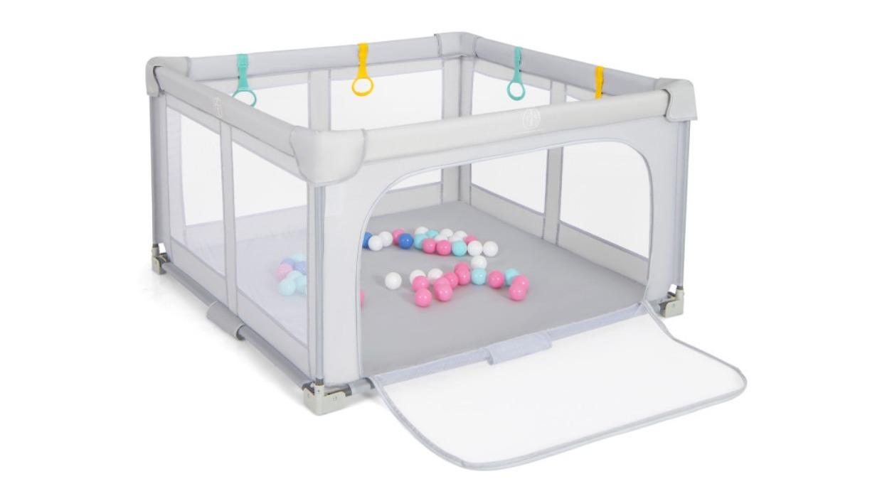 Costway Oxford Mesh Folding Playpen - Grey