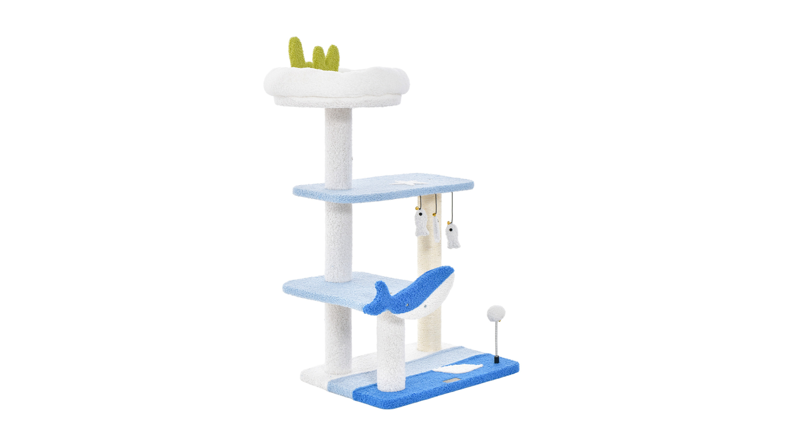 Costway 86cm Cat Tree Scratching Post Tower with Toy - Blue