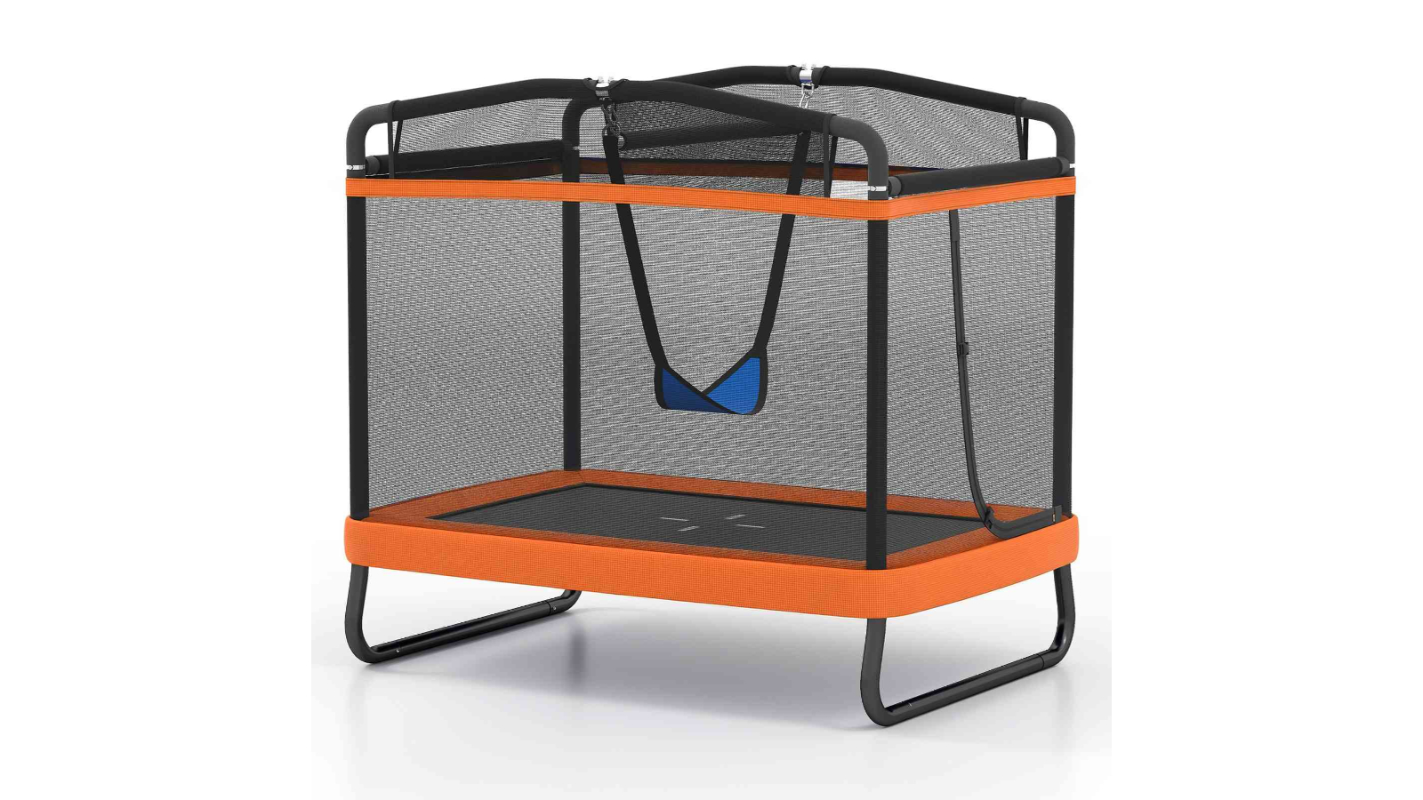 Costway 6ft Rectangle Trampoline with Horizontal Swing Bar and Enclosure Net - Orange